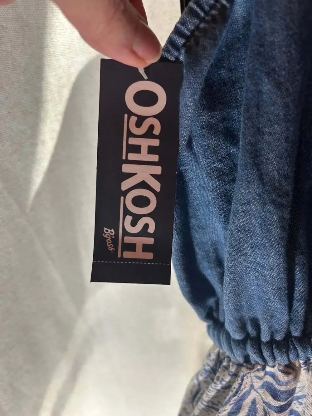 Oshkosh Girls NWT denim spaghetti strap white and blue floral dress size 14 -14A